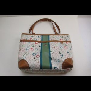 Large canvas colorful Coach handbag
